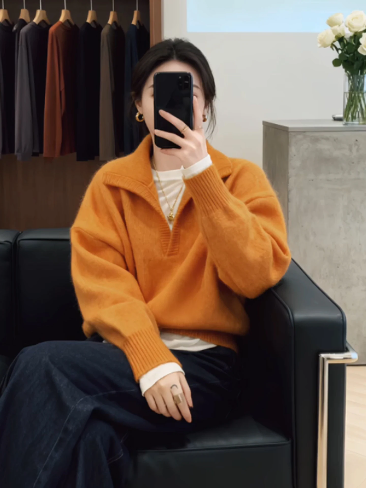 Удобный вязаный свитер Camere Long Sve Overhead Sle Age-Defng Faionable Winter Clothes Versatile Ele Wome...