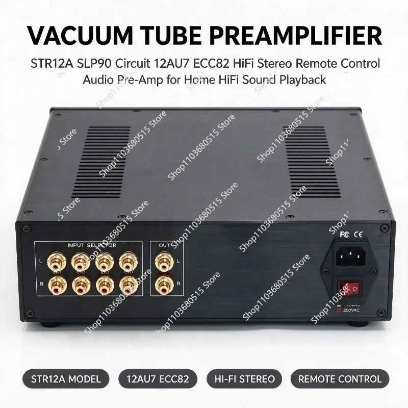 Vacuum Tube Preamplifier STR12A SLP90 Circuit 12AU7 ECC82 HiFi Stereo Remote Control Audio Pre-Amp For Home HiFi Sound Playback