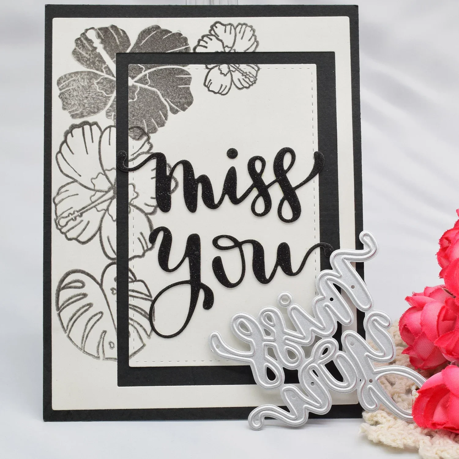 Miss You Letter Words Metal Cutting Dies for Scrapbooking Album Greeting Card Making Paper Embossing Die Cuts