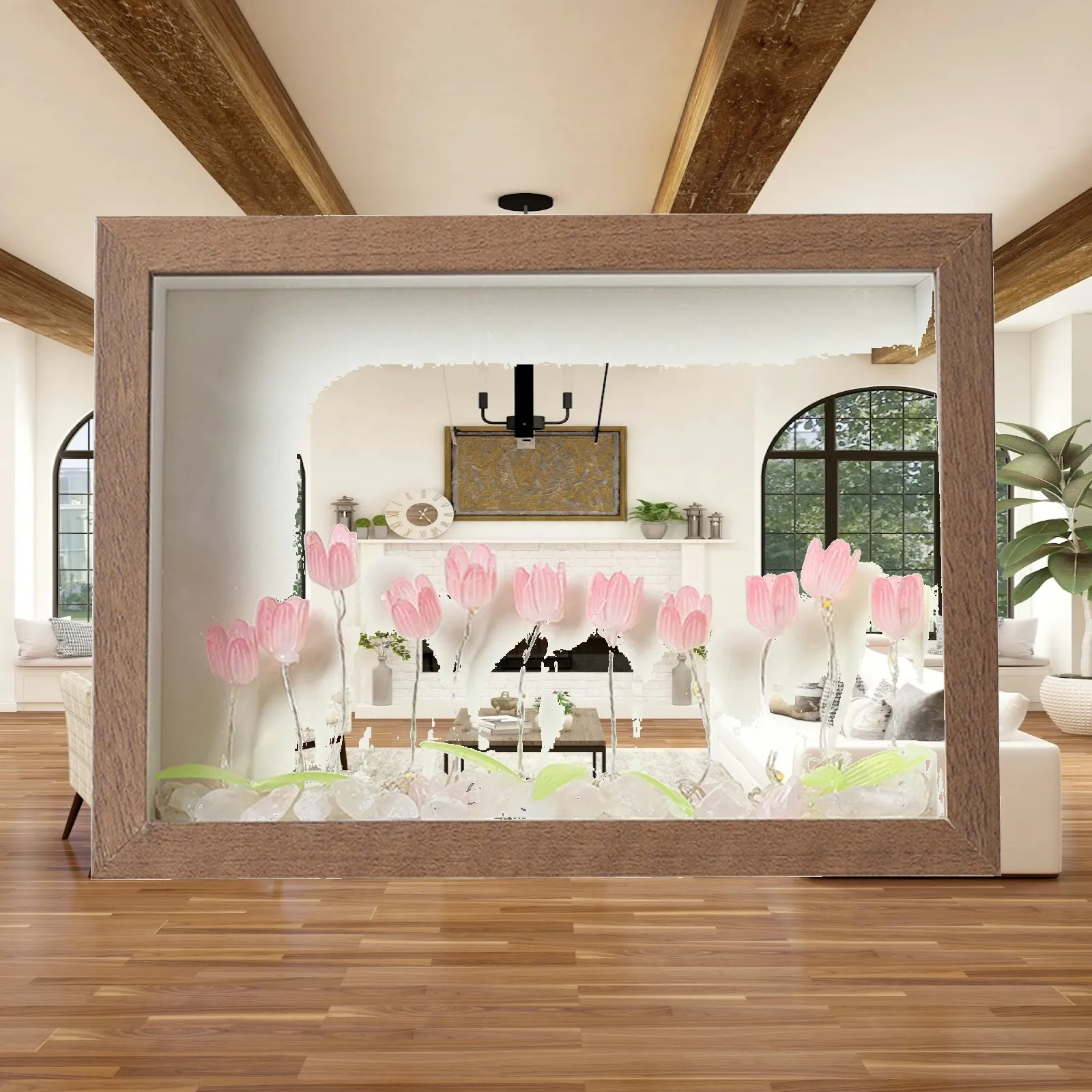 DIY Photo Frame Night Light 10.1x15.2cm Wood Sturdy Simulation Flower Luminous