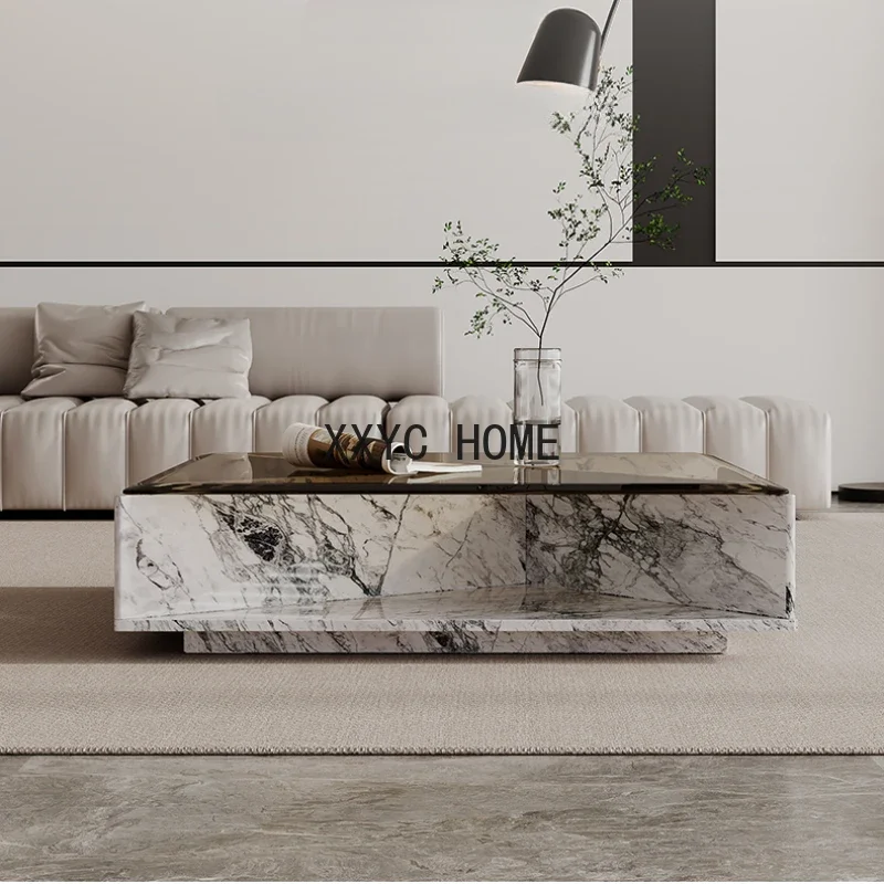 Glass Simple Design Clear Italian Modern Coffee Table Minimalist Floor Mesas De CentroHome Furniture