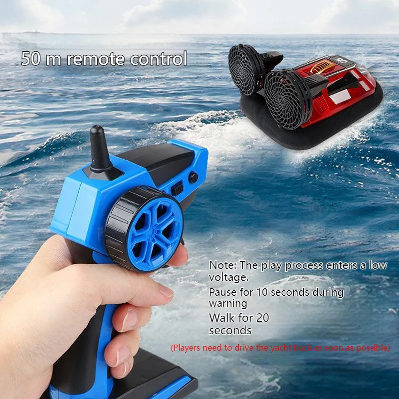 2.4G Remote Control Boat Amphibious Hovercraft Simulation High-speed Speedboat Warship Waterproof Electric Toy Birthday Gift