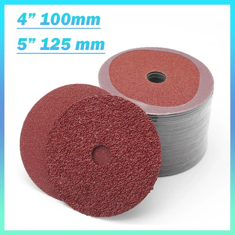 

5/10/20/50Pcs 4" 100mm 5" 115mm Fibre Sanding Discs Abrasive Backing Pads 24 -120 Grit For Angle Grinder Abrasive Tool