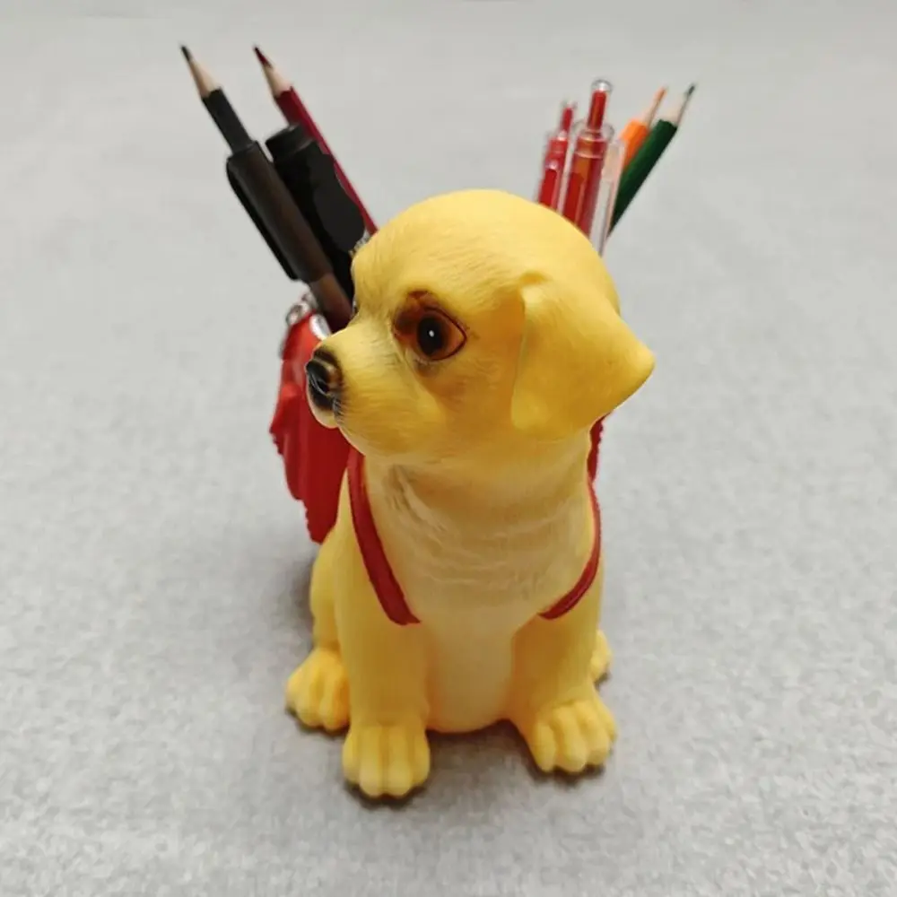 誕生日プレゼント多機能犬用ペンホルダー大容量プラスチック子犬用収納バケツかわいい漫画風メイクブラシシリンダーギフト