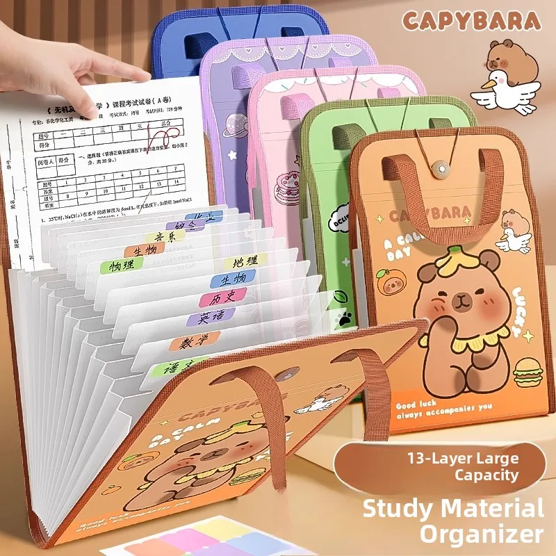 large-capacity-a4-handheld-accordion-file-bag-13-compartments-document-bag-exam-paper-storage-organizer-for-elementary-middle