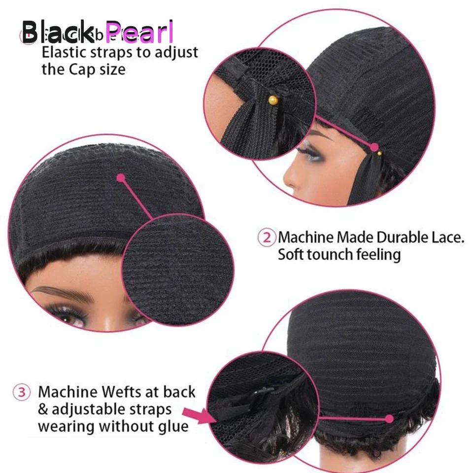 شعر مستعار قصير أفرو غريب مجعد مع الانفجارات قبل قطع البرازيلي البني تسليط الضوء على غلويليس كامل آلة صنع شعر مستعار 250 الكثافة جيري حليقة Pr #6