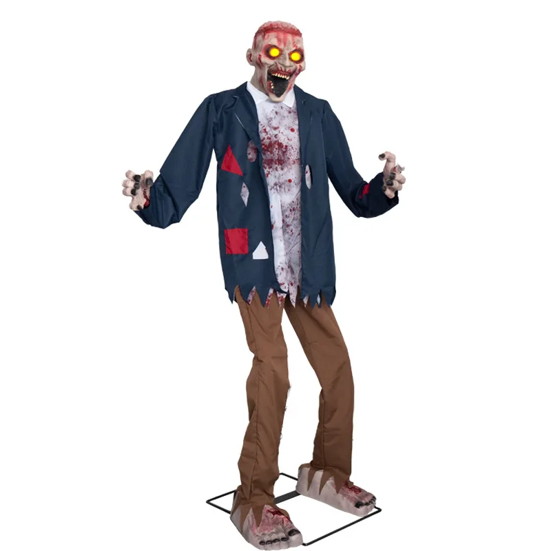 Halloween Electric Mechanical Zombie Return Ornament Haunted House Secret Room Sensor 2m Turn Forward and Pounce Decorative Prop