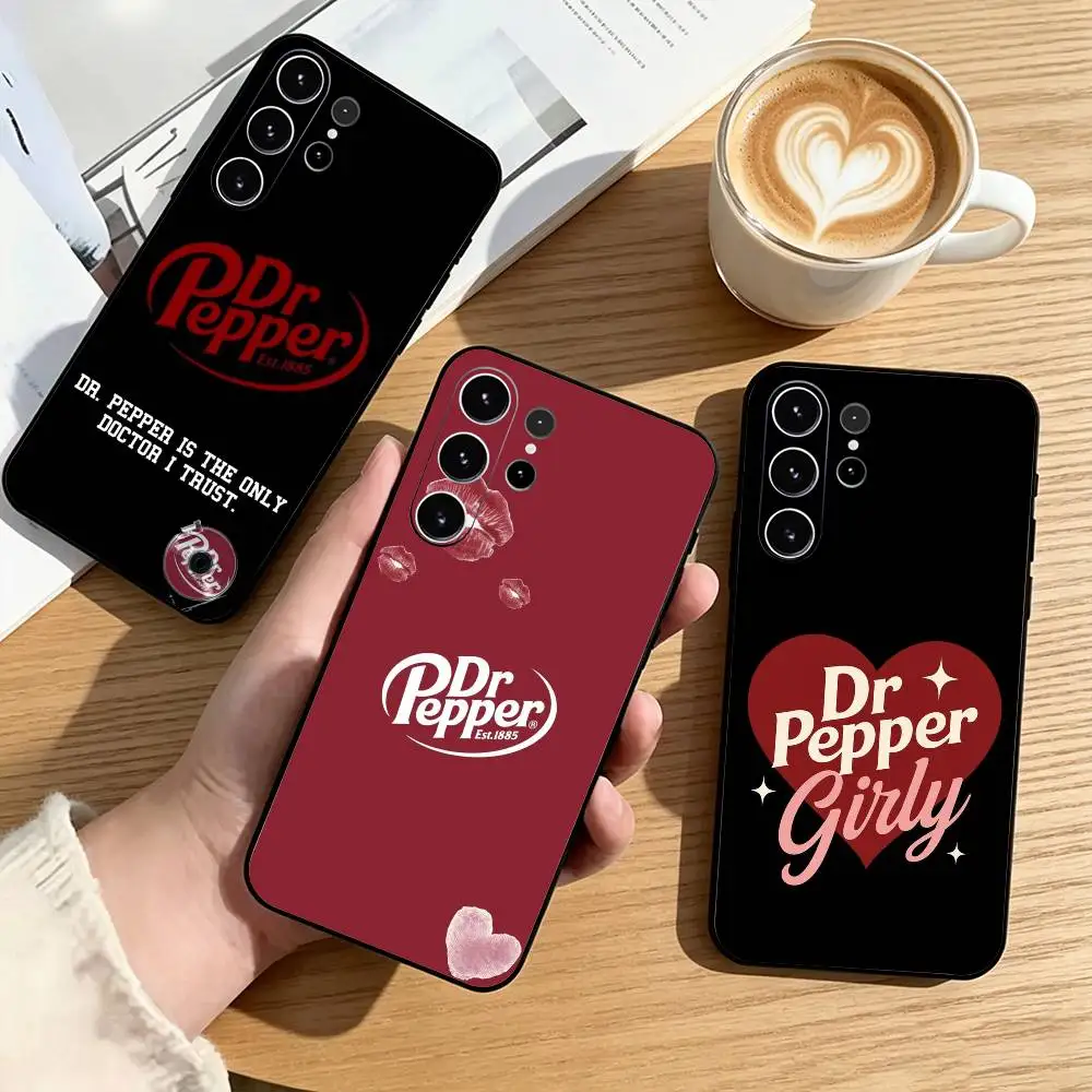 Cherry Drink Dr Pepper-R  Phone Case Black Silicone Soft For Samsung S25,S24,S21,S22,S23,S30,Ultra,S20,Plus,Fe,Lite Gift