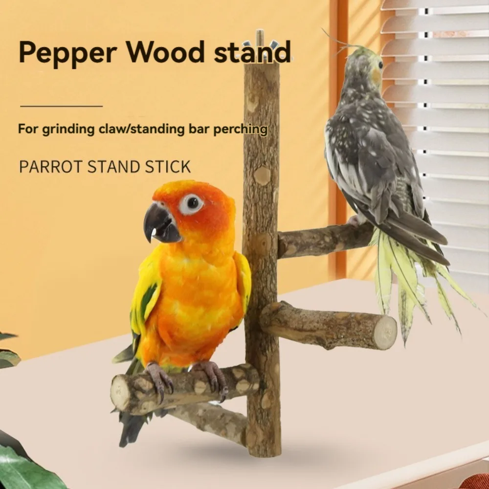 

Natural Wood Bird Branch Stand Perches Pet Parakeet Budgie Hanging Play Toy Bird Cage Parrot Wooden Desk Holder Perches Platform