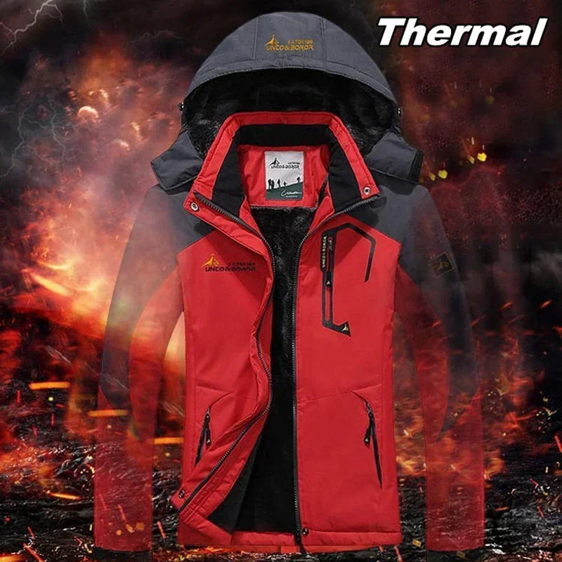 

Outdoor Men Windbreaker Warm Fleece Jackets Waterproof Thermal Hiking Trekking Mountain Climbing Skiing Sports Breathable Coat