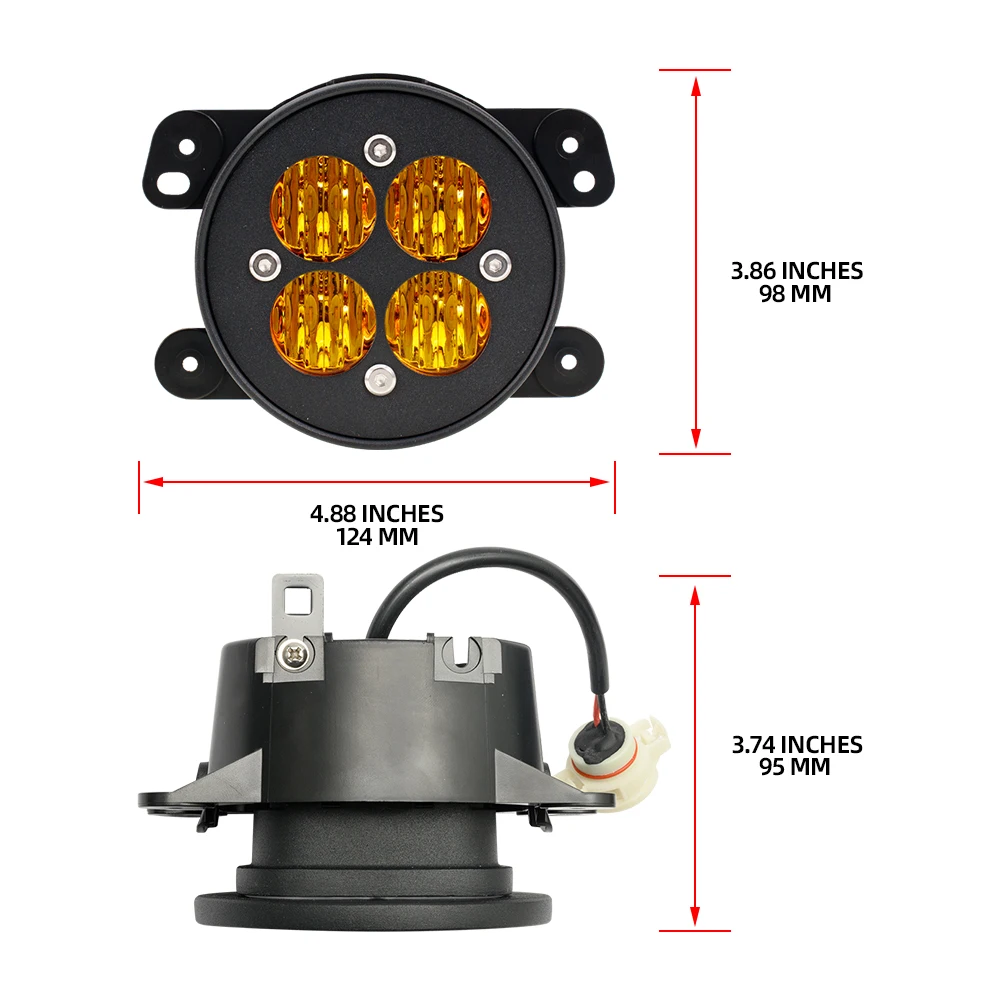 OE-Spec 5182026AA Amber LED Bumper Fog Light Assy Kit For Jeep Gladiator JT 2020-2024 Wrangler JK JL Cherokee KL Grand Cherokee