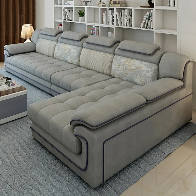 Fabric sofa combination modern simple removable and washable latex size apartment waterproof and anti-fouling technology cloth s