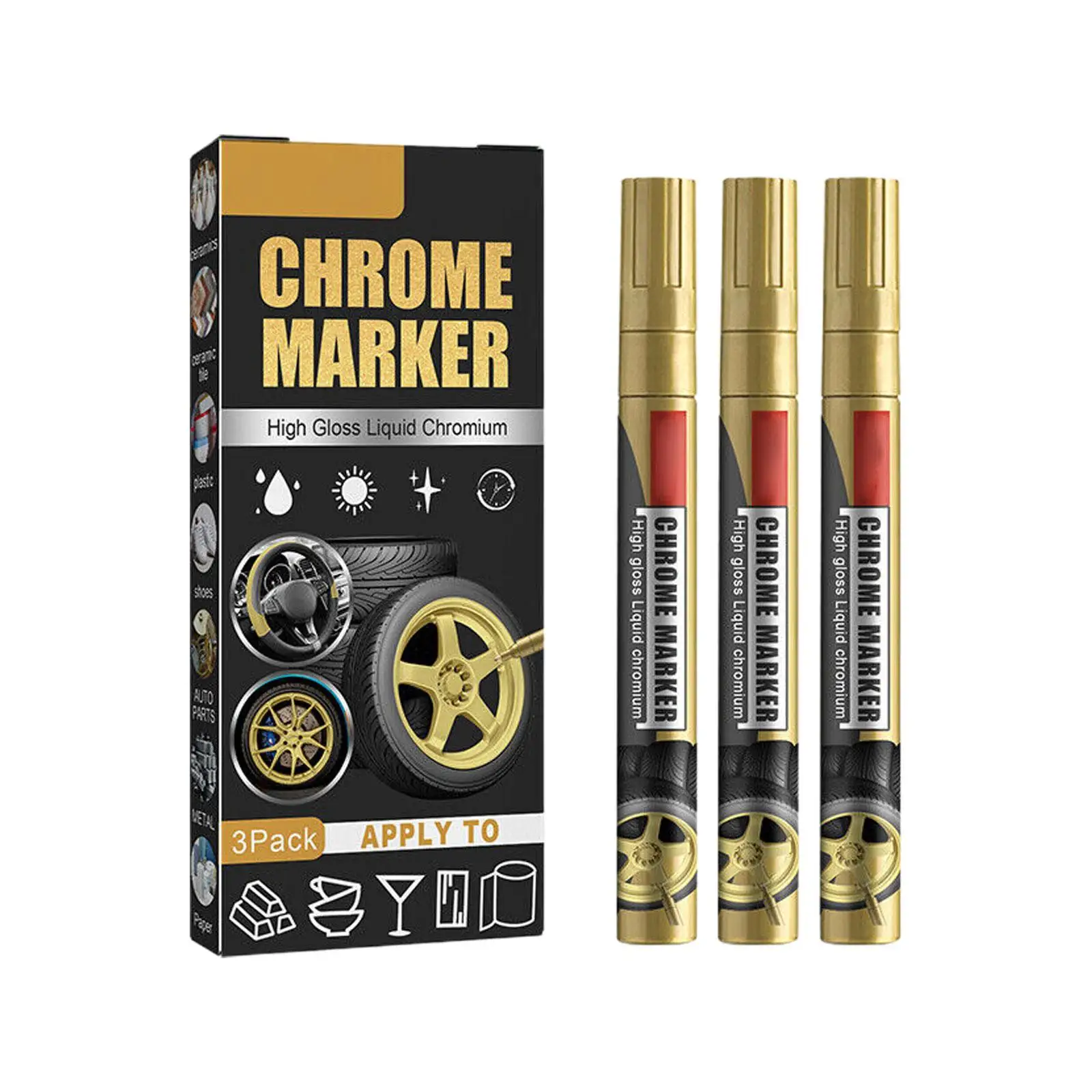 AliExpress 3pcs Gold Marker Pen Permanent Marker For Car Bike Motor Tires Tyre Marker Silver Color Paint Pen Rubber Tyre Marker