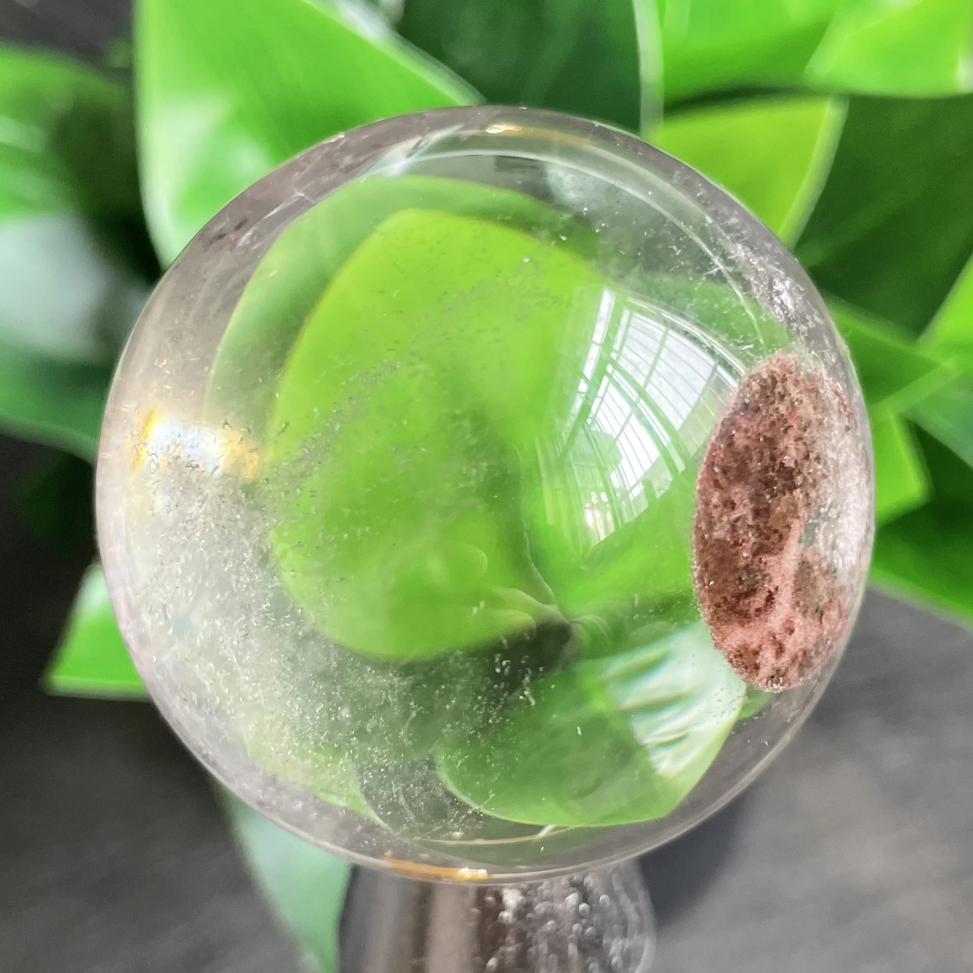 

154g Natural Clear Quartz Ball Polished Green Phantom Crystal Sphere Decoration Reiki Healing