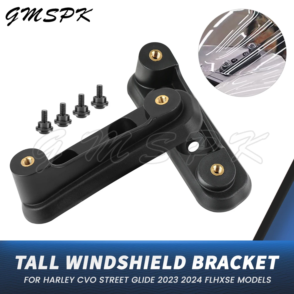 

2PCS Motorcycle Tall Windshield Mounting Kit Brackets Fit for Harley CVO Street Glide FLHXSE 2023 2024+ 8''/10'' Windscreen