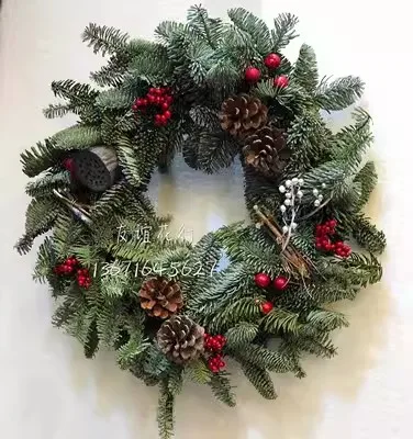 Christmas wreath door decorations, Nobisson decorations, handmade dried fresh pine and cypress home wall decorations, business l