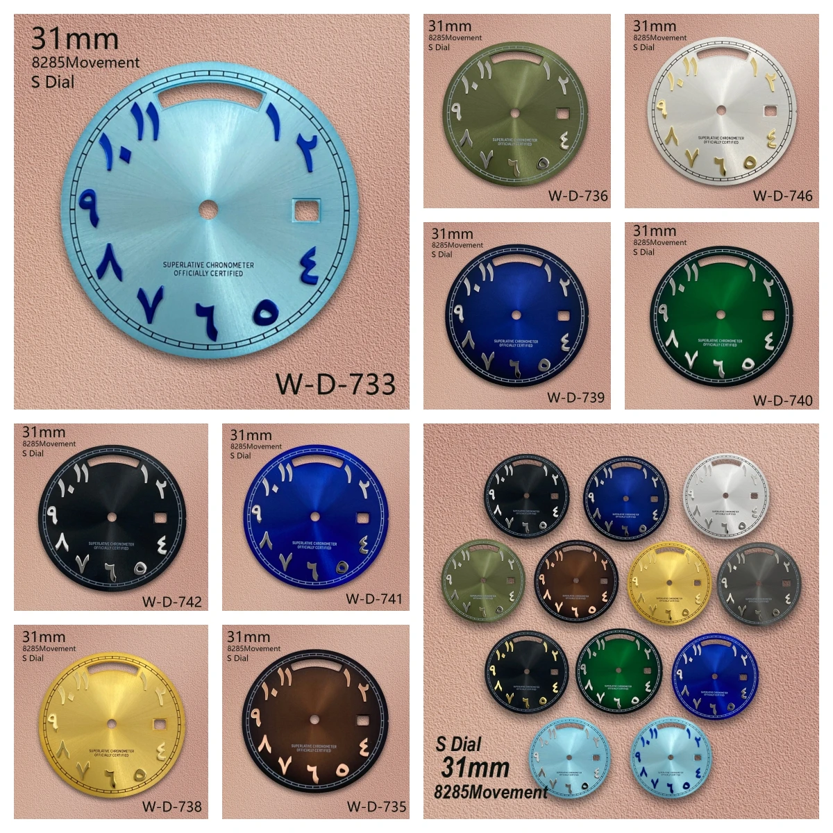 

31mm S Logo Day And Date Arab Dial Fit 8285 Movement Sunray High-Quality Dial Watch Modification Accessories New Styles