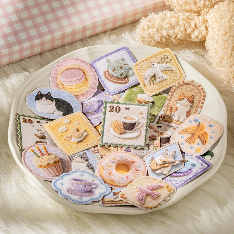 

1pack/2pack Faux Fur Label Sticker Pack Yarn Garden Series 6 Styles Optional 45Pcs Journal Stickers cute stickers
