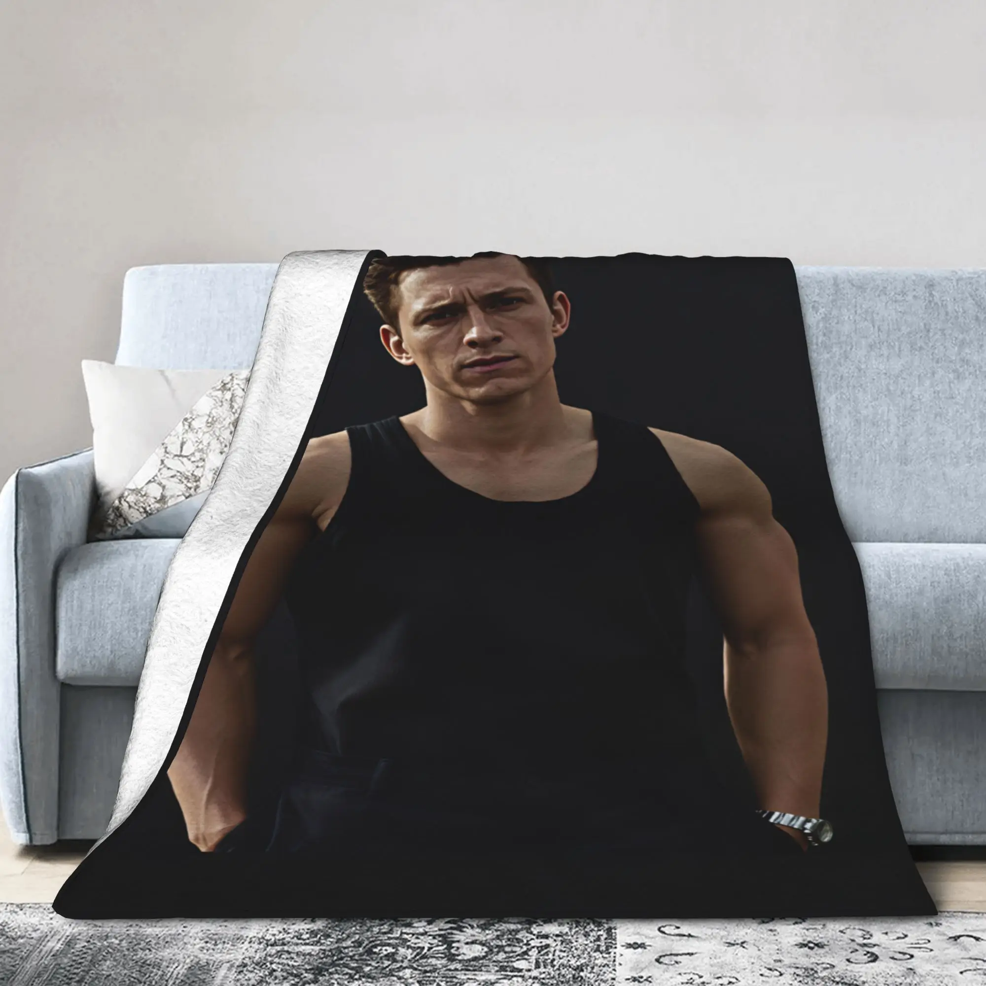 Tom Holland Black Tank Top Blanket Quality Warm Soft  Throw Blanket Autumn Airplane Travel Living Room Pattern Bedspread