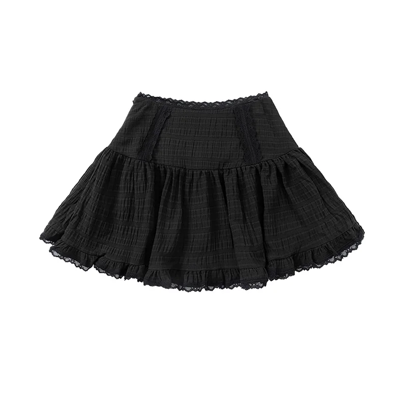 Fresh And Fashionable Lace Pleated White Short Skirt for Women in Summer Spicy High Waisted Ballet Style Casual A-line Skirt