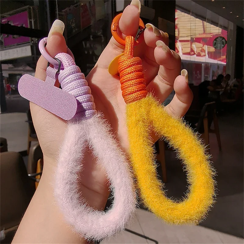 

Winter Plush Lanyard Colorful Phone Strap Bag Strips Keycord Hanging Trousers Accessories Stylish Anti-loss Keychain Wrist Rope