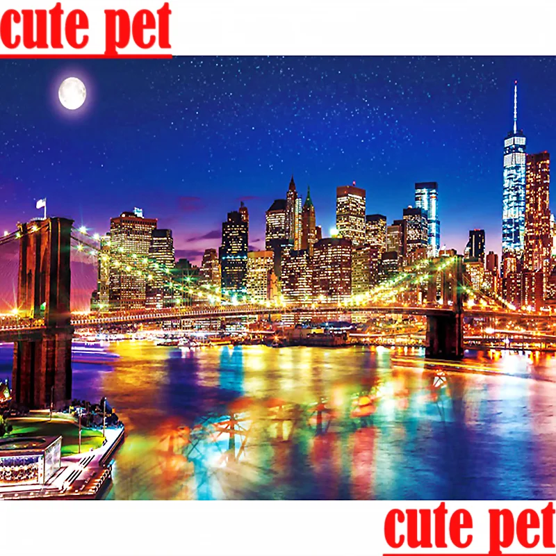 New york city landscape 3d diy Diamond painting Cross Stitch kit Diamond Embroidery Night bridge home decor diamond mosaic decor