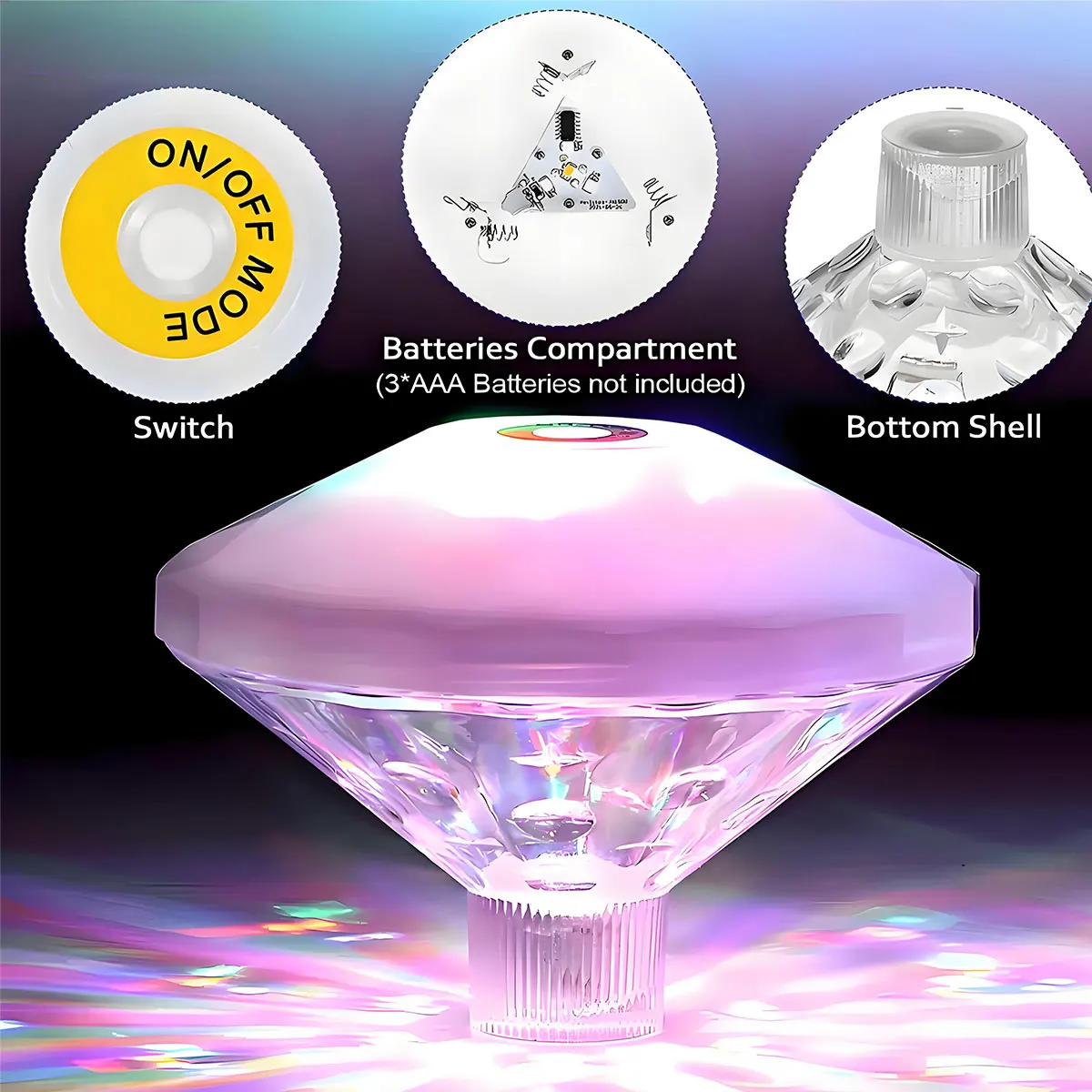 Floating Underwater Light RGB Submersible LED Disco Light Glow Show Swimming Pool Hot Tub Spa Lamp Bath Light image 4
