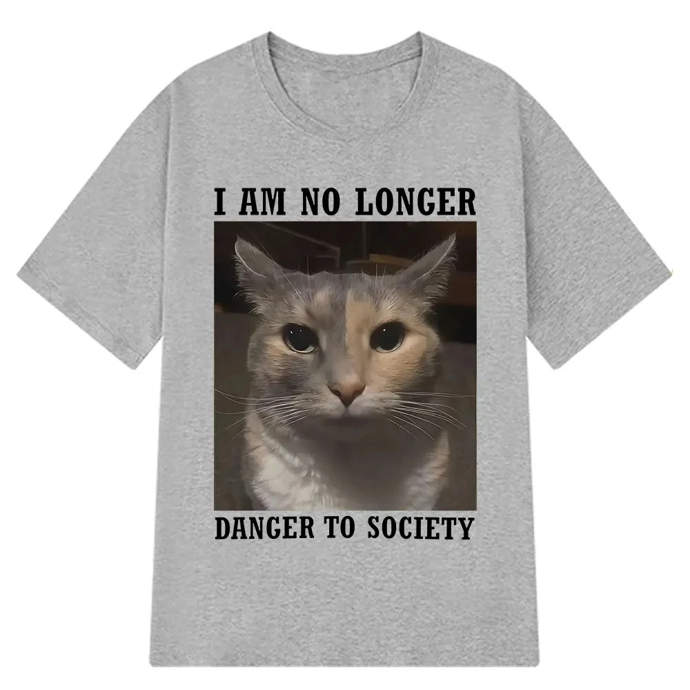 Eu não sou mais perigo para a sociedade engraçado gato meme camiseta feminina moda manga curta camisetas verão t camisa novidade topos japonês