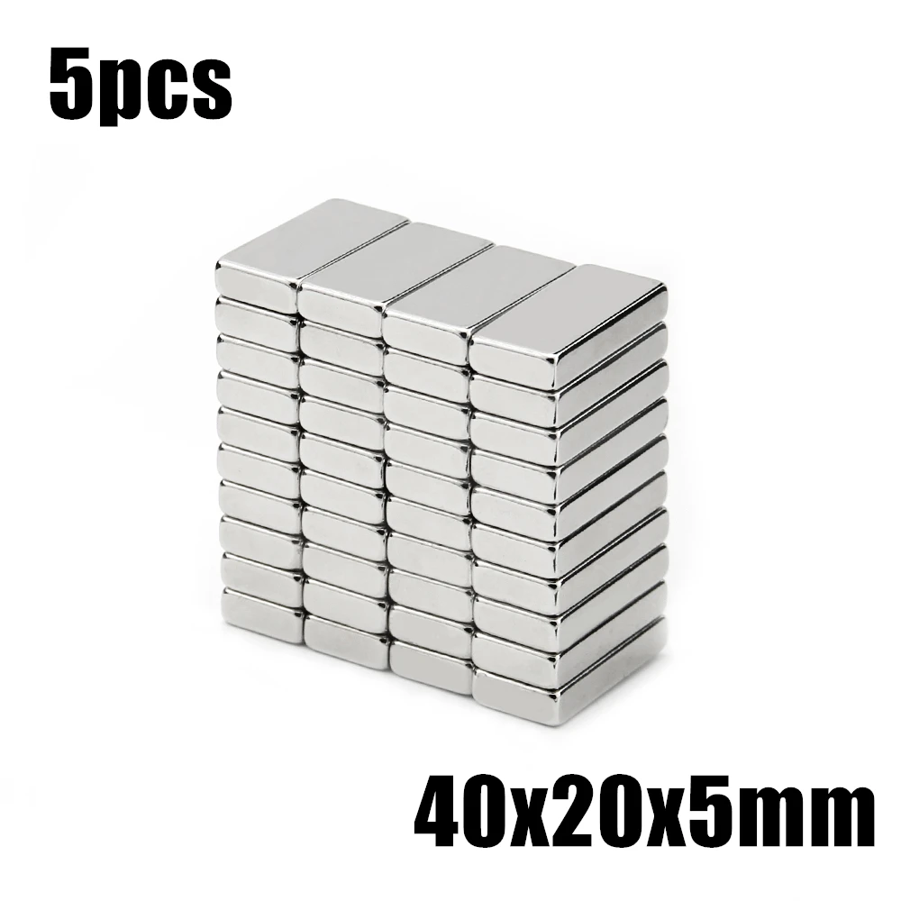 5pcs 40x20x5mm Super Powerful Strong Rare Earth Block NdFeB Magnet Neodymium N35 Magnets 40*20*5mm