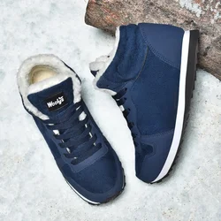 Botas de mujer para el trabajo, zapatillas de deporte a la moda, botas de nieve de felpa cálidas para invierno, botines informales con cordones ligeros antideslizantes Scarpe Uomo