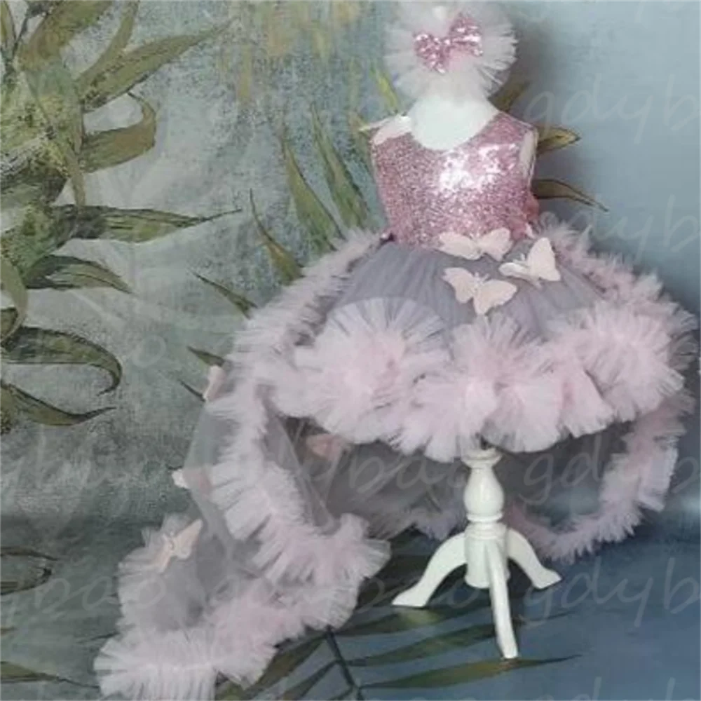 Vestidos de flores hinchadas para niña, vestido de princesa con hombros descubiertos, tul, vestido de comunión para niños