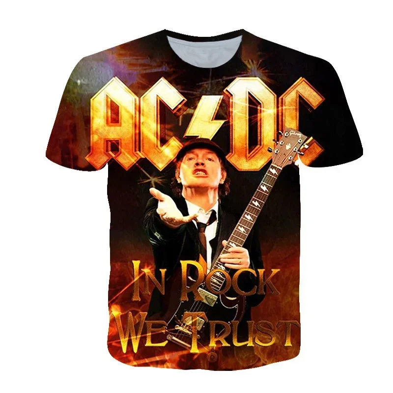 

Summer Rock Band AC/DC T-shirt Print 3D Men's and Women's Short Sleeve T-shirt Oversized Harajuku Hip Hop T-shirt for Kids