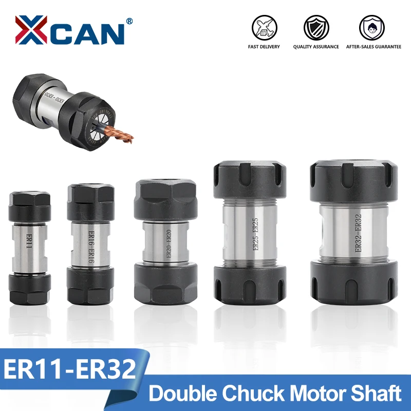 

XCAN Tool Holder Double-headed Motor Shaft Chuck ER11 ER16 ER20 ER25 ER32 Collet Chuck Spindle Cutter Bar Extension Rod Chuck