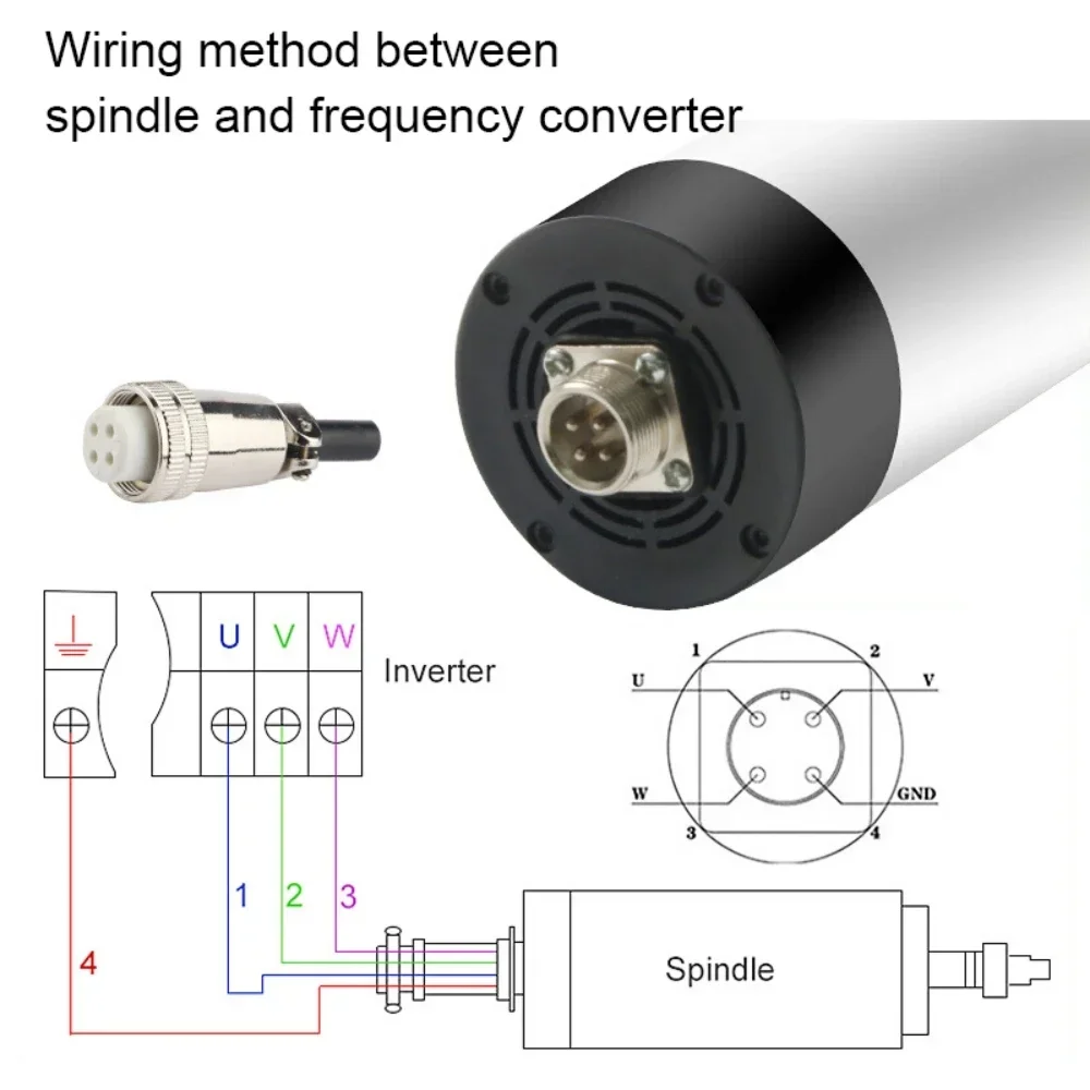 800W 1.5KW 2.2KW CNC Air Cooled Spindle Motor Kit 220V 380V 24000rpm 4 Bearings CNC Router Spindle for CNC Router Carved wood