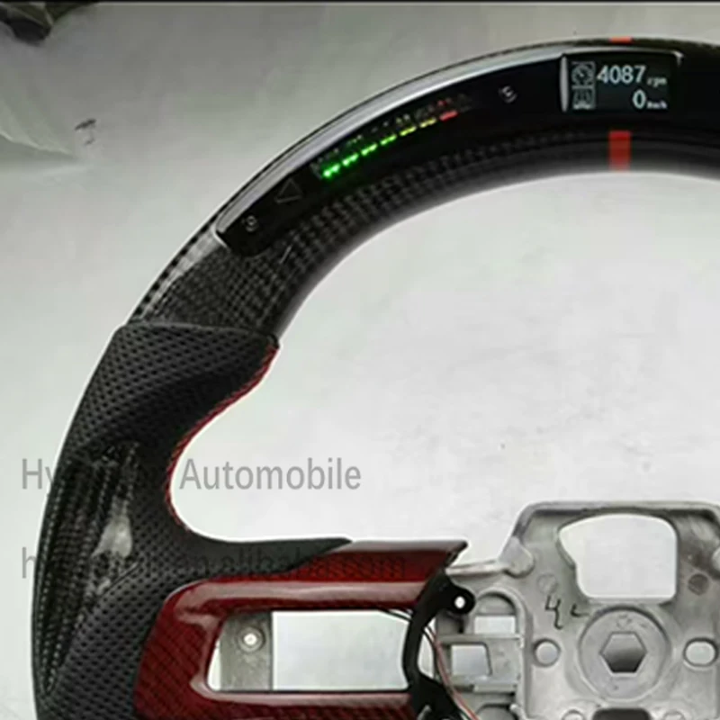 Superior Quality  Carbon Fiber LED Perforated Leather Wheel Red Stitching Fit for Ford Mustang Car Steering Wheel