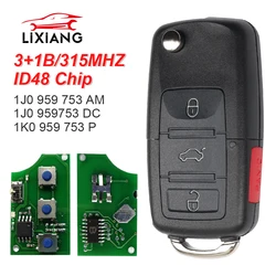 LIXIANG  4 Button Flip Remote Key ID48 Chip 315Mhz 1J0959753AM/DC 1K0959753P for VW Beetle Golf Passat Jetta 2000-2006 Car Key