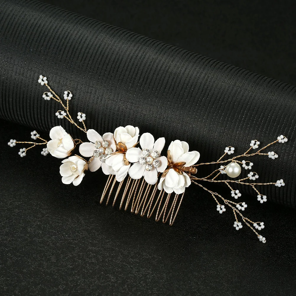 

2pcs Hair Comb Accessories Rhinestone Bridal Wedding Headdress Headpiece Bride Floral Combs Pearl Versatile Durable