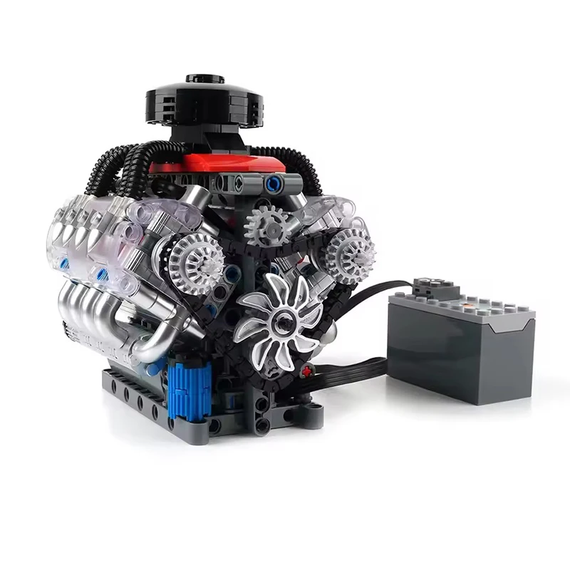 MOULD KING 10171 Metallic Technical Vehical Engine LSX454 Single Turbo V8 Engine Building Block Model DIY Toys Chrismas Gift Kid