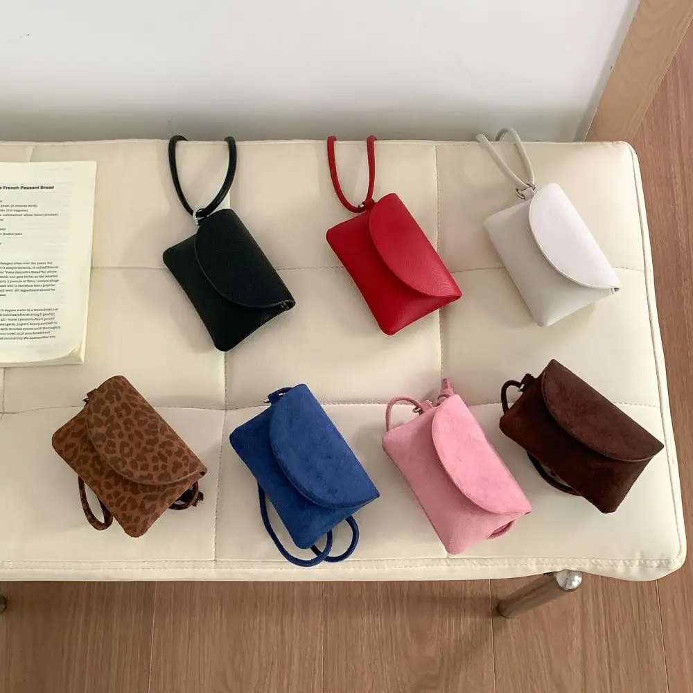 

Ins PU Leather Suede Coin Purse Leopard Print Hanging Neck Mini Storage Bag Card Holder Purse Lipstick Earphone Pouch Streetwear