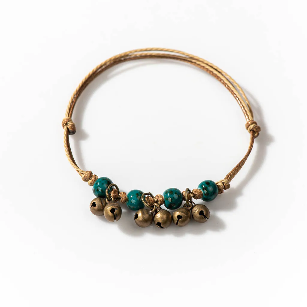 Handmade Ceramic Retro Style Beads Adjustable Size Bracelet Small Bell Wholesale Gifts Low Price Items Wholesale 1H901