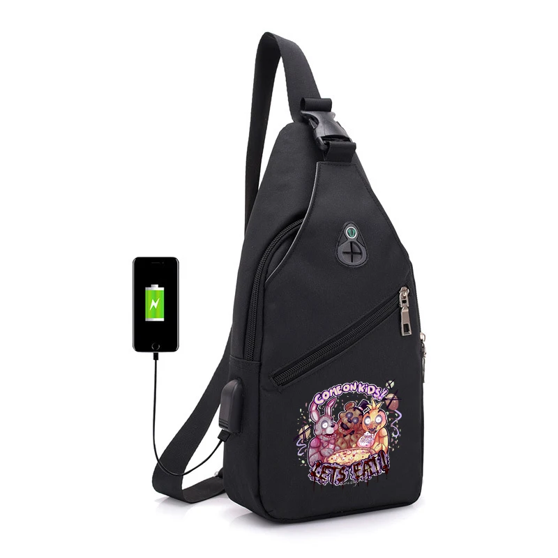 กระเป๋าคาดอกลายการ์ตูน FNAF กระเป๋าสะพายข้างขนาดเล็กน่ารัก ผ้า Oxford กระเป๋าถือสำหรับเด็กชายและเด็กหญิง กระเป๋าคาดอกความจุมาก ของขวัญ