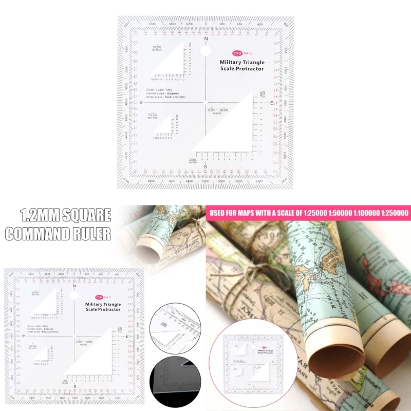 MilitaryProtractor for Sea/Land Navigation Adventures MGRS USNG Coordinate Scale TransparentTopographical Map Scale