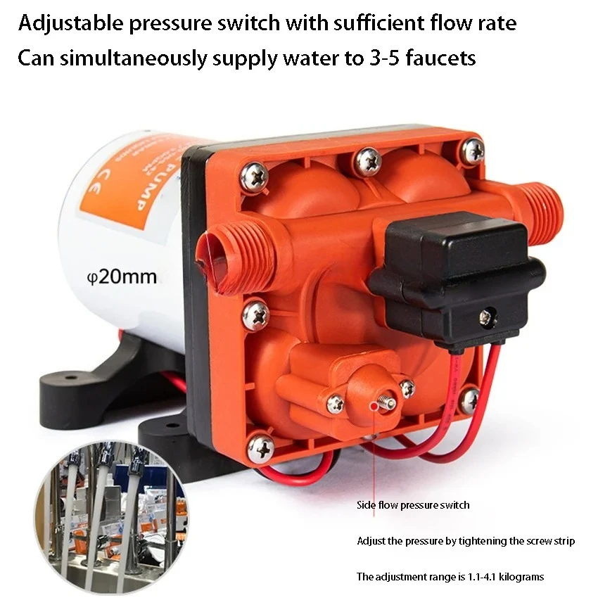 42 Series RV Water Pump Self Electric Diaphragm Pump 12V 24V Water Pump High-pressure DC Booster Special Self-priming