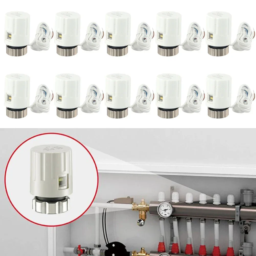 10pcs AC230V Normally Open Electric Heating Actuator Floor Heating Water Distributor Electric Thermal Actuator M30x1.5mm