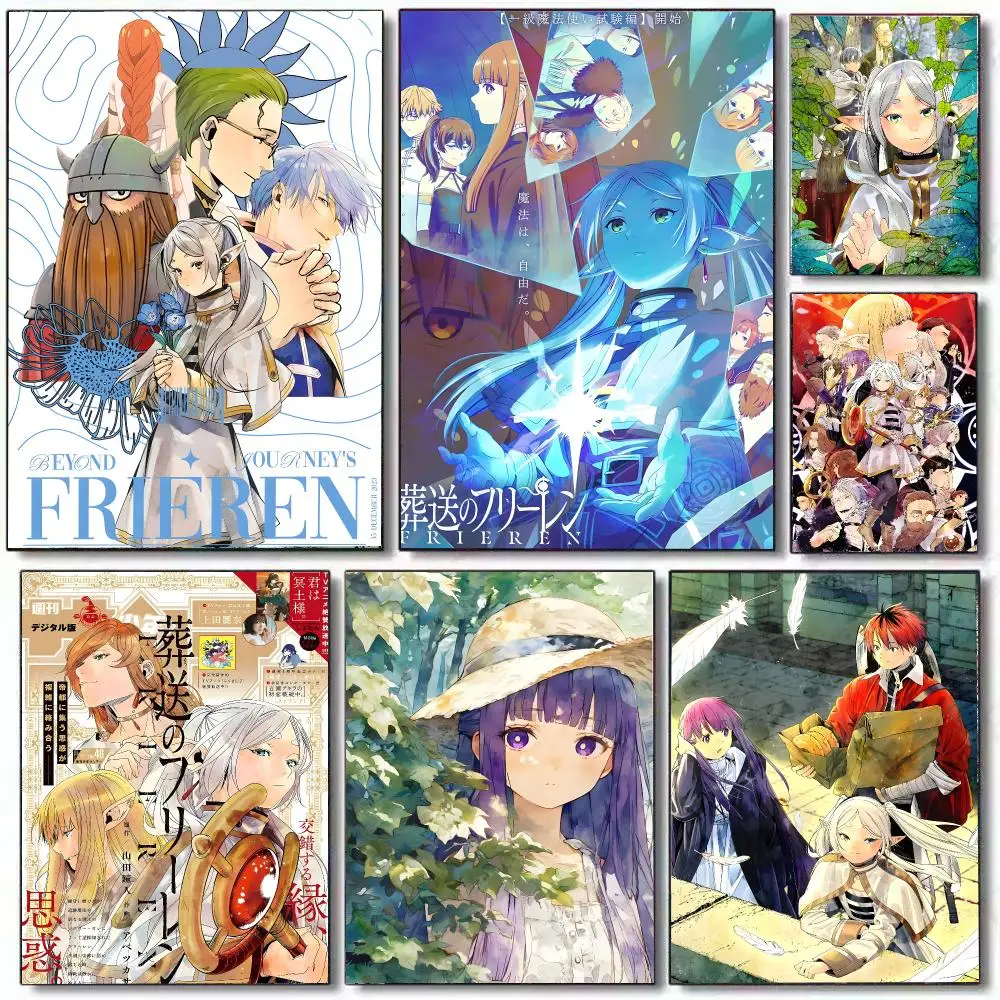 Hot Anime F-Frieren Poster HD Home Decor Sticky Wall Waterproof Home Living Room Bar Aesthetic Decor
