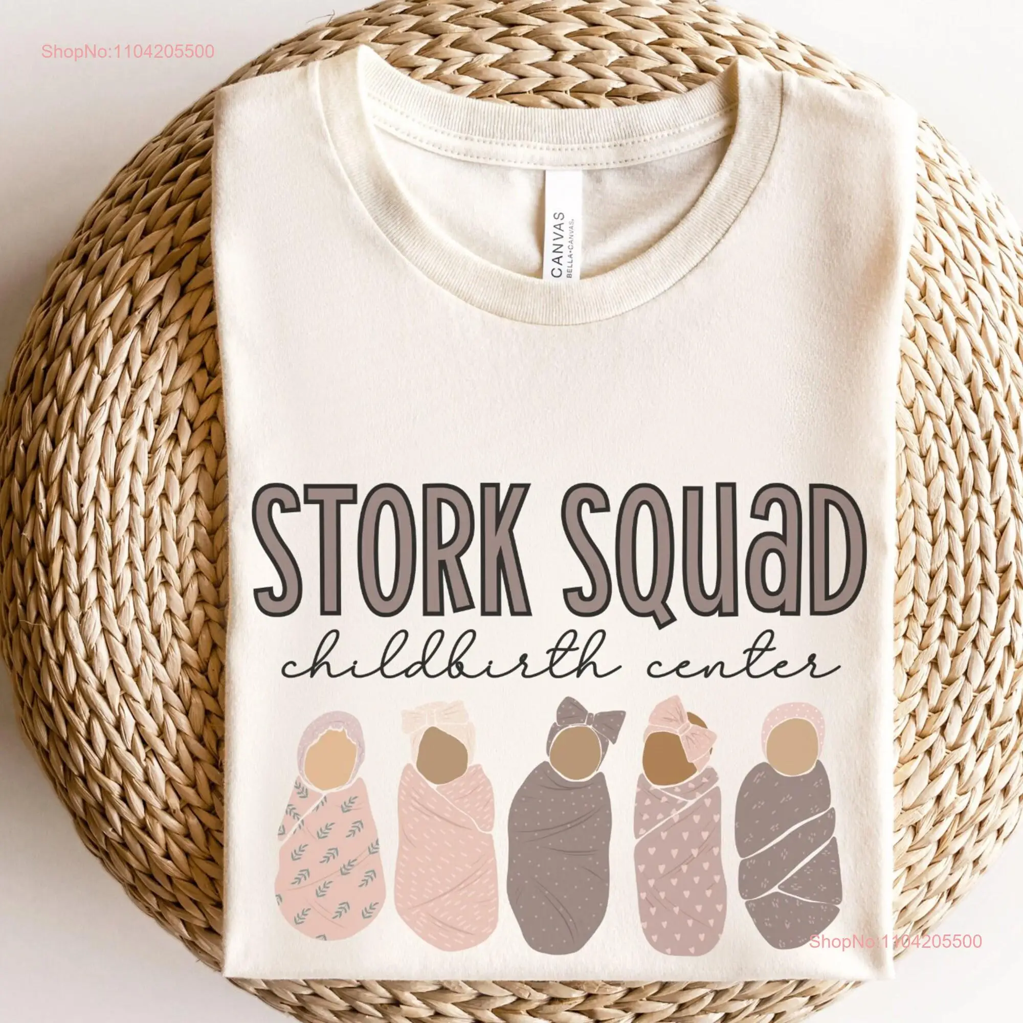 Stork Squad T Shirt Childbirth Center Educator Swaddle Specialist Birth Birthing Staff long or short sleeves