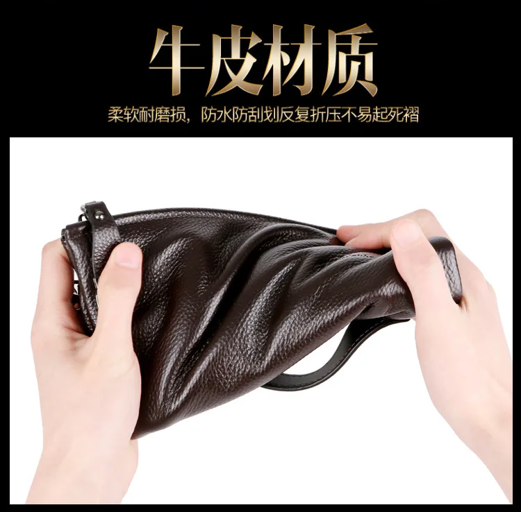 2025 Hand Bag Men Real Cowhide Korean Lock Clutches Male Authentic Luxury Brand Pouch Wallet Clutch Bags Clamping Sack handbags view 5