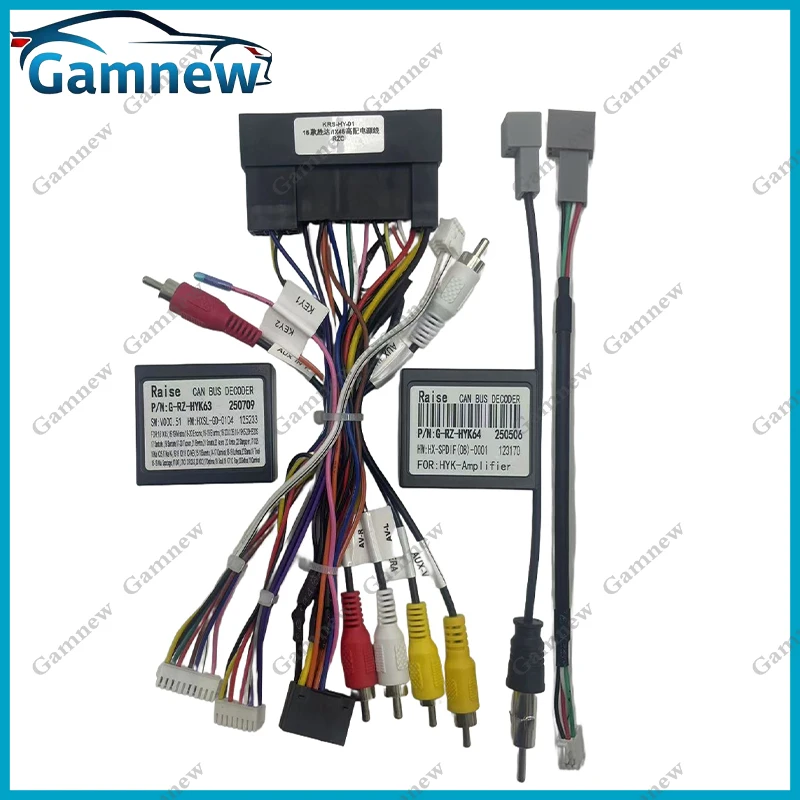 Gamnew 16Pin Car Wiring Harness Adapter Canbus Box Decoder Android Power Cable For Hyundai Santafe IX45 2012-2018