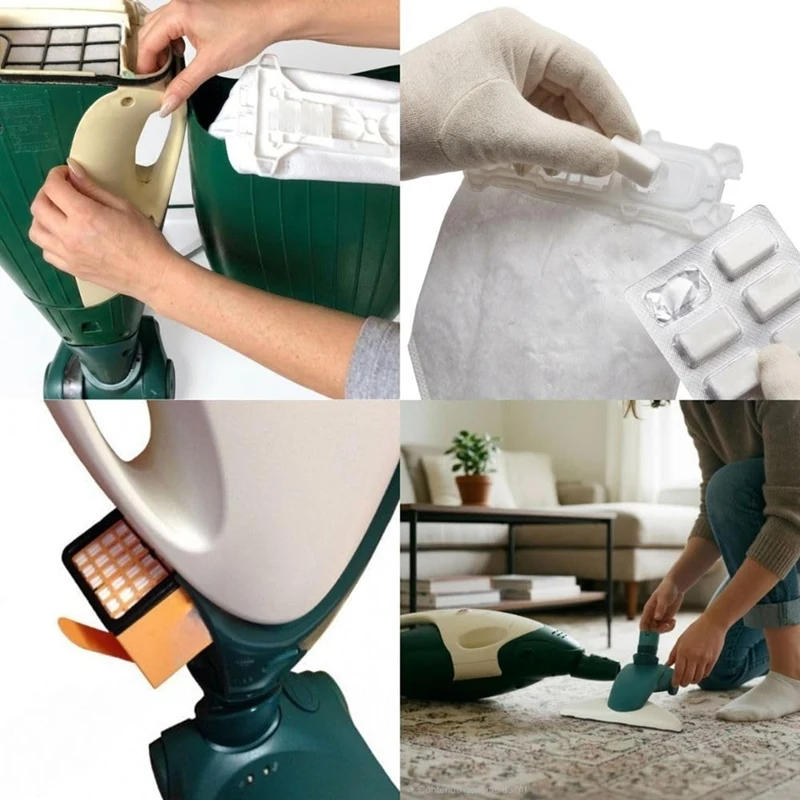 Комплект сменных мешков для пылесоса Y48A для Vorwerk VK135 VK136 VK369 с HEPA-фильтром, решеткой двигателя и ароматическими вст