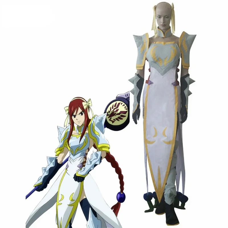 

White Fairy Tail Erza Scarlet Lightning Empress Armor Dress Cosplay Costume For Halloween